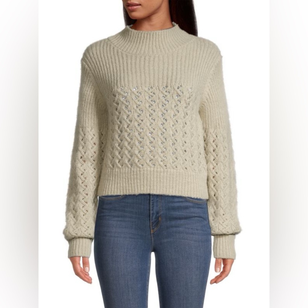 REBECCA TAYLOR Chainette Turtleneck Sweater Womens Size XS